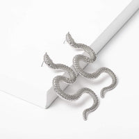 Thumbnail for Minimalist Gold Silver Tone Oversize Snake Drop Earrings - ArtGalleryZen