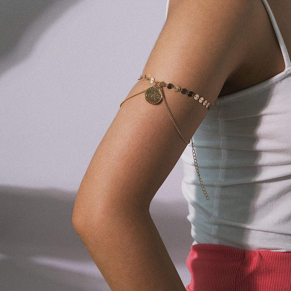 Sterling Silver Armlet - Double Spiral - Arm bracelet, Upper arm Cuff -  medium - Bohemian jewelry - Sterling silver