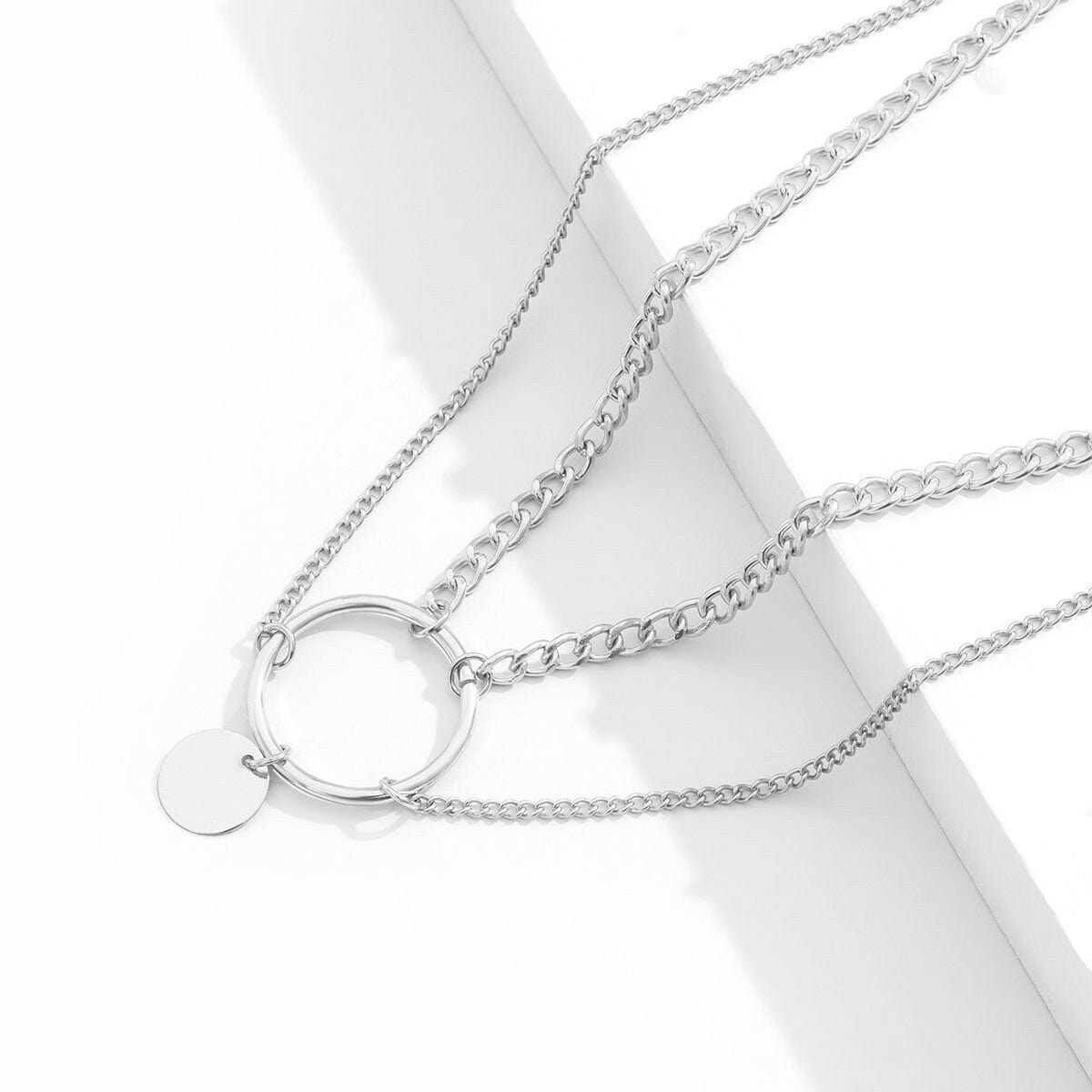 Minimalist Layered Sequin Ring Charm Choker Necklace - ArtGalleryZen