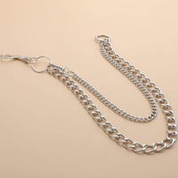 Thumbnail for Minimalist Layered Silver Tone Metal Curb Link Trouser Chain - ArtGalleryZen