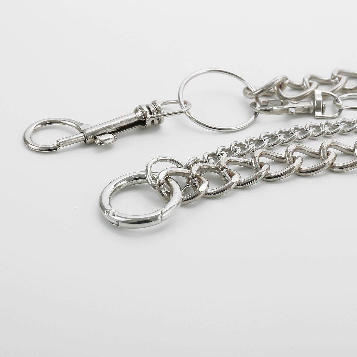 Minimalist Layered Silver Tone Metal Curb Link Trouser Chain - ArtGalleryZen