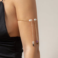 Thumbnail for Minimalist Natural Crystal Chain Tassel Arm Cuff - ArtGalleryZen