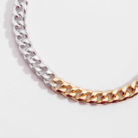 Thumbnail for Minimalist Two Tone Curb Link Chain Choker Necklace - ArtGalleryZen