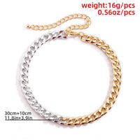 Thumbnail for Minimalist Two Tone Curb Link Chain Choker Necklace - ArtGalleryZen