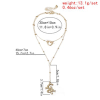Thumbnail for Multi-layer Gold Silver Tone Beaded Long Chain Rhinestone Inlaid Dragon Pendant Choker Necklace Set - ArtGalleryZen
