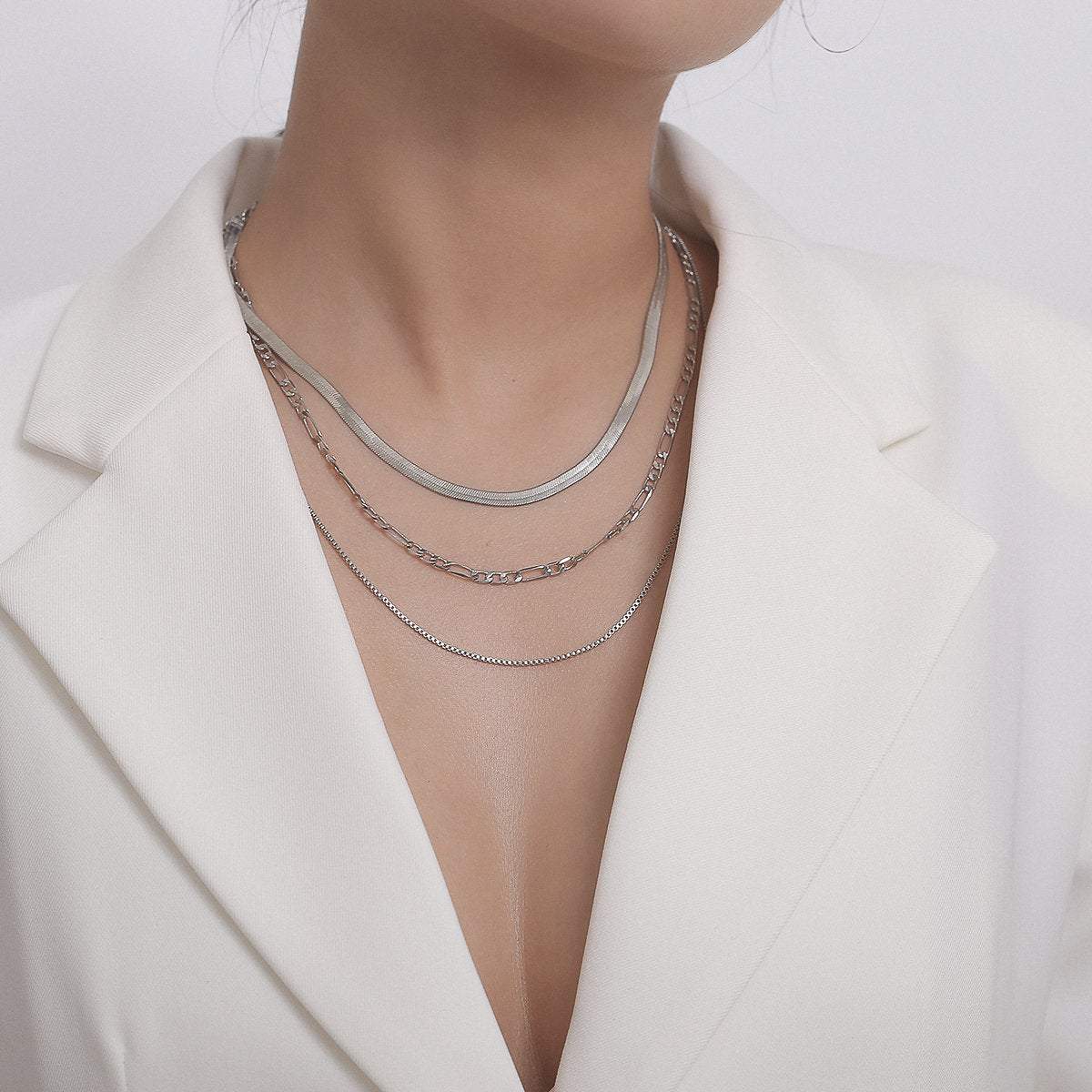 Multi-layer Gold Silver Tone Dainty Chain Choker Necklace - ArtGalleryZen