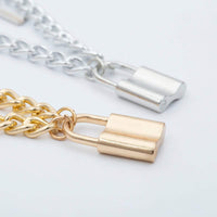 Thumbnail for Multi-Layer Gold Silver Tone Lock and Key Pendant Choker Necklace - ArtGalleryZen