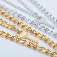 Thumbnail for Multi-Layer Gold Silver Tone Lock and Key Pendant Choker Necklace - ArtGalleryZen