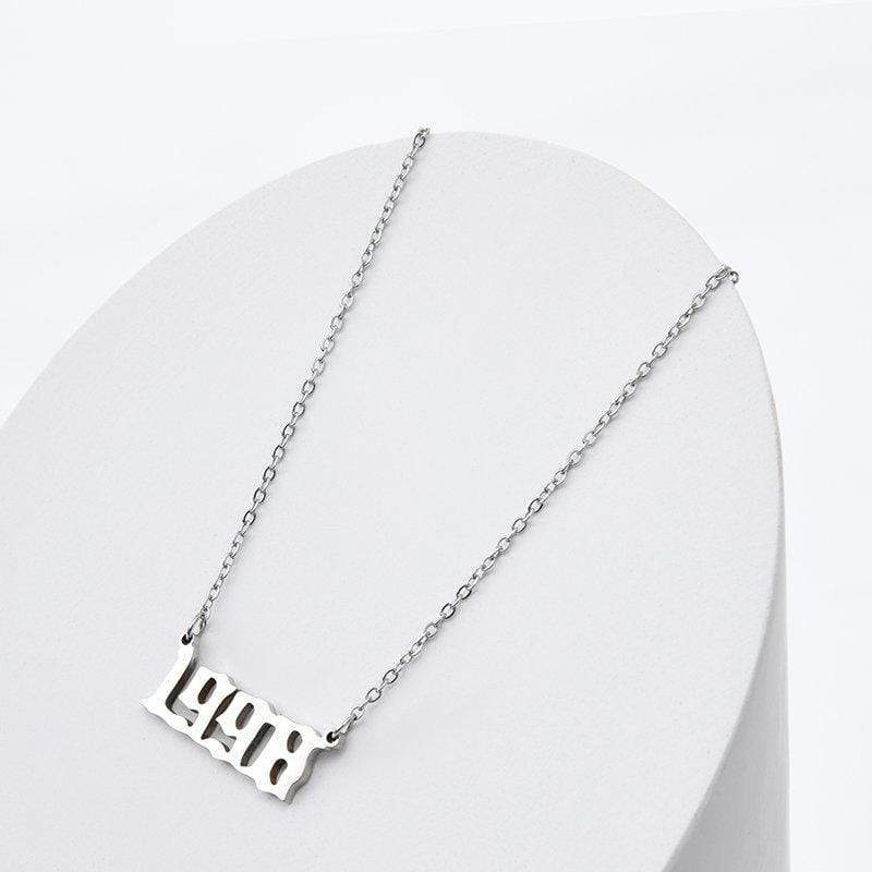 Old English 1980-2000 Birth Year Long Chain Necklace - Stainless Steel Initial Pendant Necklace - ArtGalleryZen