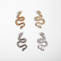 Thumbnail for Oversize Gold Silver Tone Dragon Earrings - ArtGalleryZen