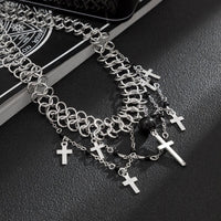 Thumbnail for Punk Layered Cross Tassel Collar Choker Necklace - ArtGalleryZen