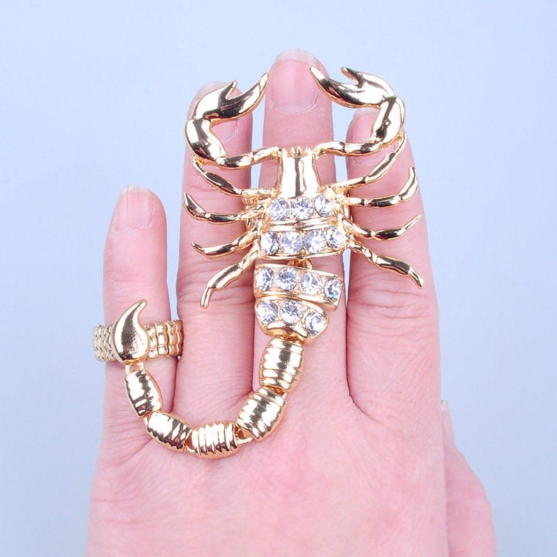 Punk Style Chunky Rhinestone Scorpion Finger Ring - ArtGalleryZen