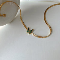 Thumbnail for Stainless Steel Gold Plated Enamel Butterfly Necklace - ArtGalleryZen
