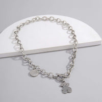 Thumbnail for Stainless Steel Hip Hop Toggle Clasp Bear Charm Curb Link Chain Necklace - ArtGalleryZen