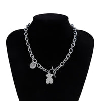 Thumbnail for Stainless Steel Hip Hop Toggle Clasp Bear Charm Curb Link Chain Necklace - ArtGalleryZen