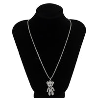Thumbnail for Stainless Steel Iced Out Teddy Bear Pendant Sweater Chain Necklace - ArtGalleryZen