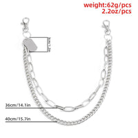 Thumbnail for Stainless Steel Multi-layer Silver Tone Dog Tag Lobster Keyring Trouser Chain - ArtGalleryZen