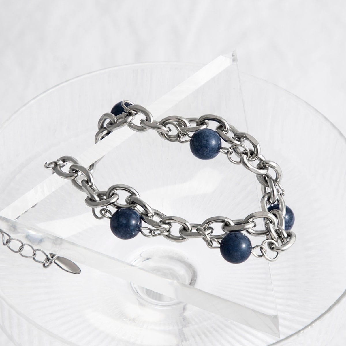 Stainless Steel Opal Ball Charm Cable Chain Bracelet - ArtGalleryZen