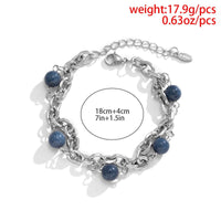 Thumbnail for Stainless Steel Opal Ball Charm Cable Chain Bracelet - ArtGalleryZen