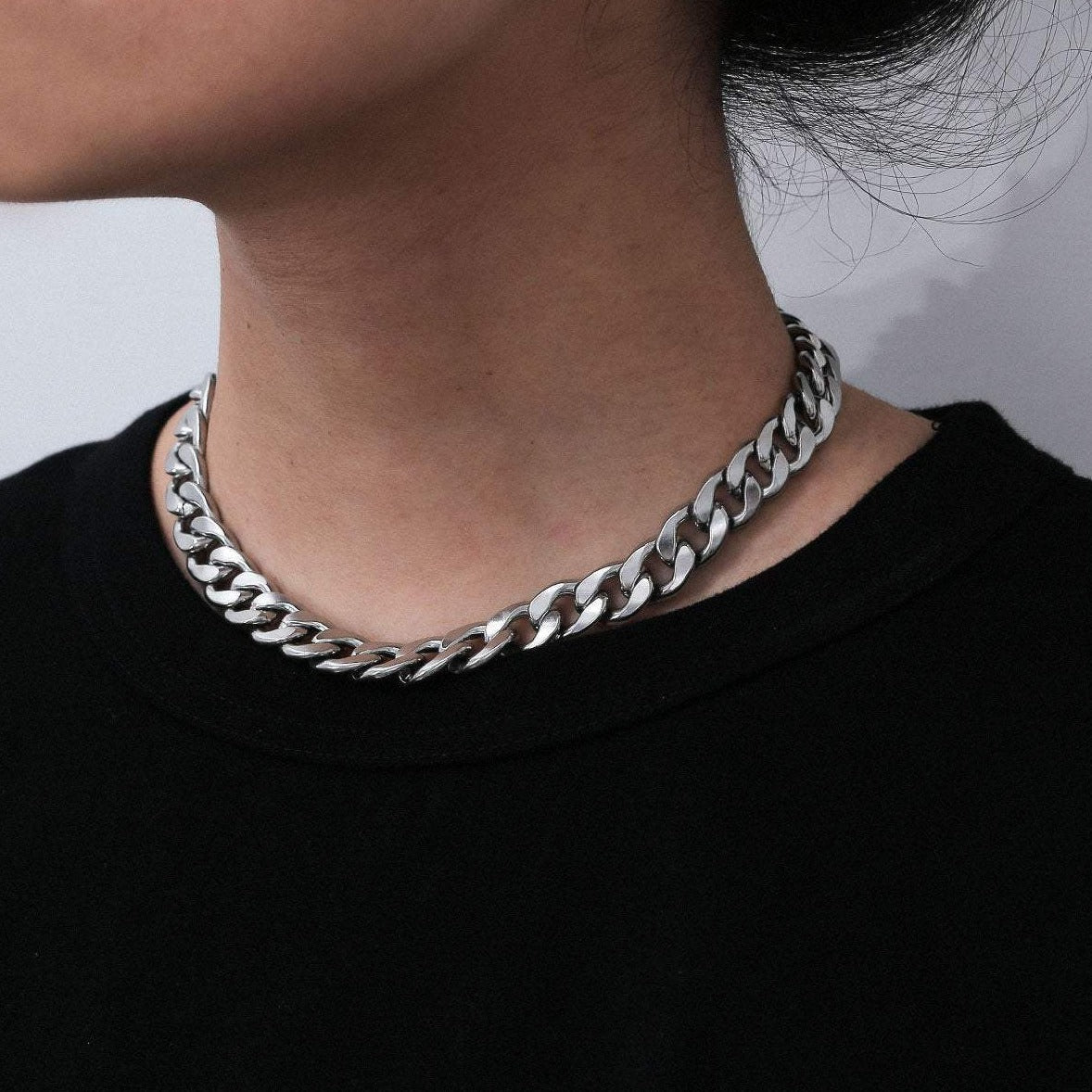 Stainless Steel Punk Style Chunky Chain Choker Necklace - ArtGalleryZen