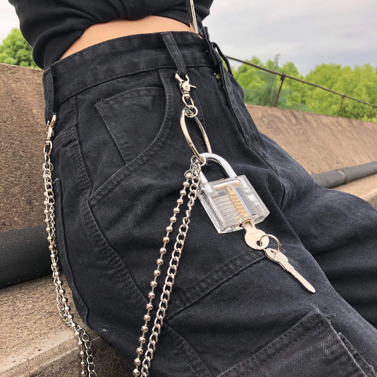 Stainless Steel Punk Style Lock With Key Pendant Trouser Chain –  ArtGalleryZen