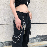 Thumbnail for Stainless Steel Punk Style Lock With Key Pendant Trouser Chain - ArtGalleryZen