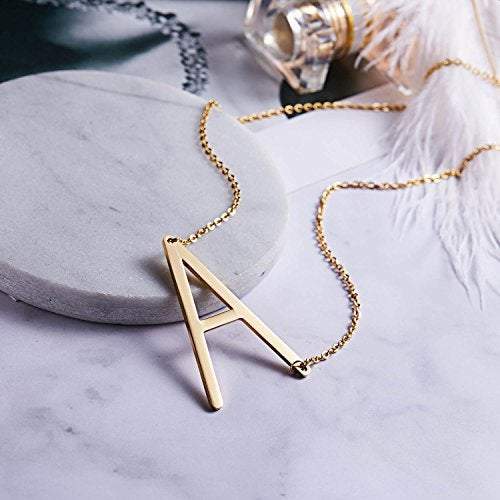 Jumbo Initial / Letter Necklace L Sterling Silver 14K Gold 