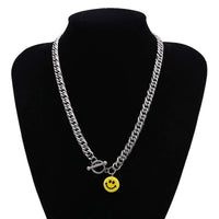 Thumbnail for Stainless Steel Smile Face Toggle Clasp Curb Link Chain Necklace - ArtGalleryZen