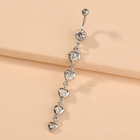 Thumbnail for Surgical Stainless Steel Crystal Inlaid Heart Tassel Belly Piercing Navel Ring - ArtGalleryZen