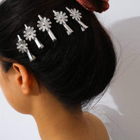 Thumbnail for Trendy 5 Pieces Silver Tone Floral Pattern Hair Clip - ArtGalleryZen
