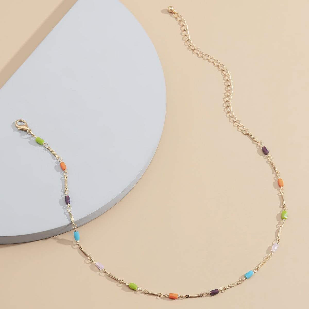 Trendy Colorful Acrylic Cylindricity Charm Choker Necklace - ArtGalleryZen
