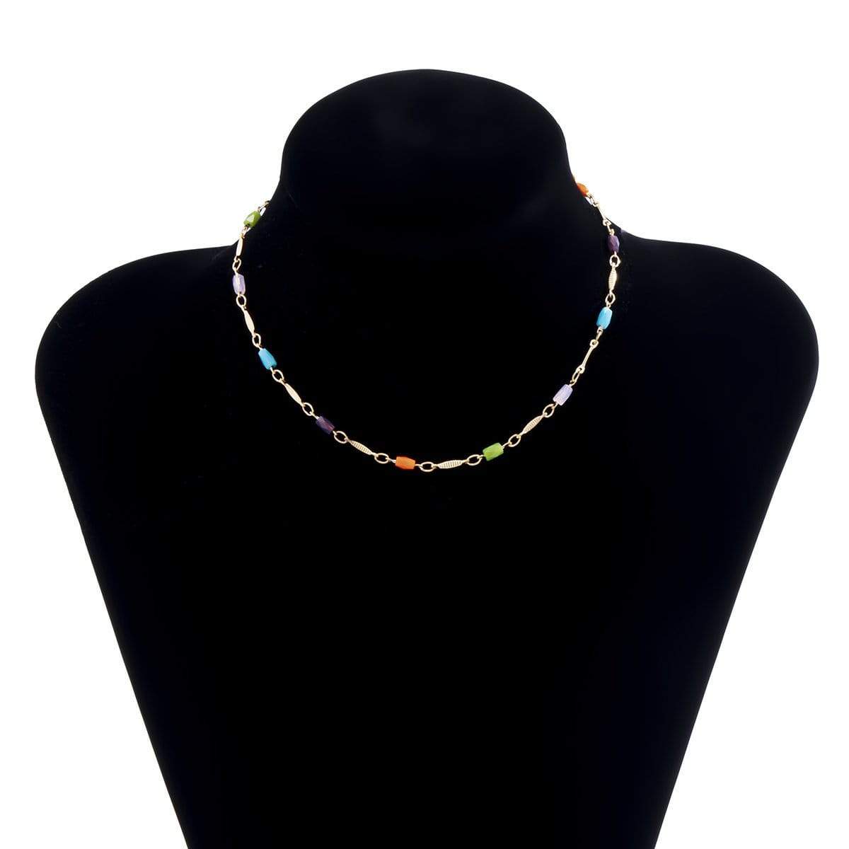 Trendy Colorful Acrylic Cylindricity Charm Choker Necklace - ArtGalleryZen