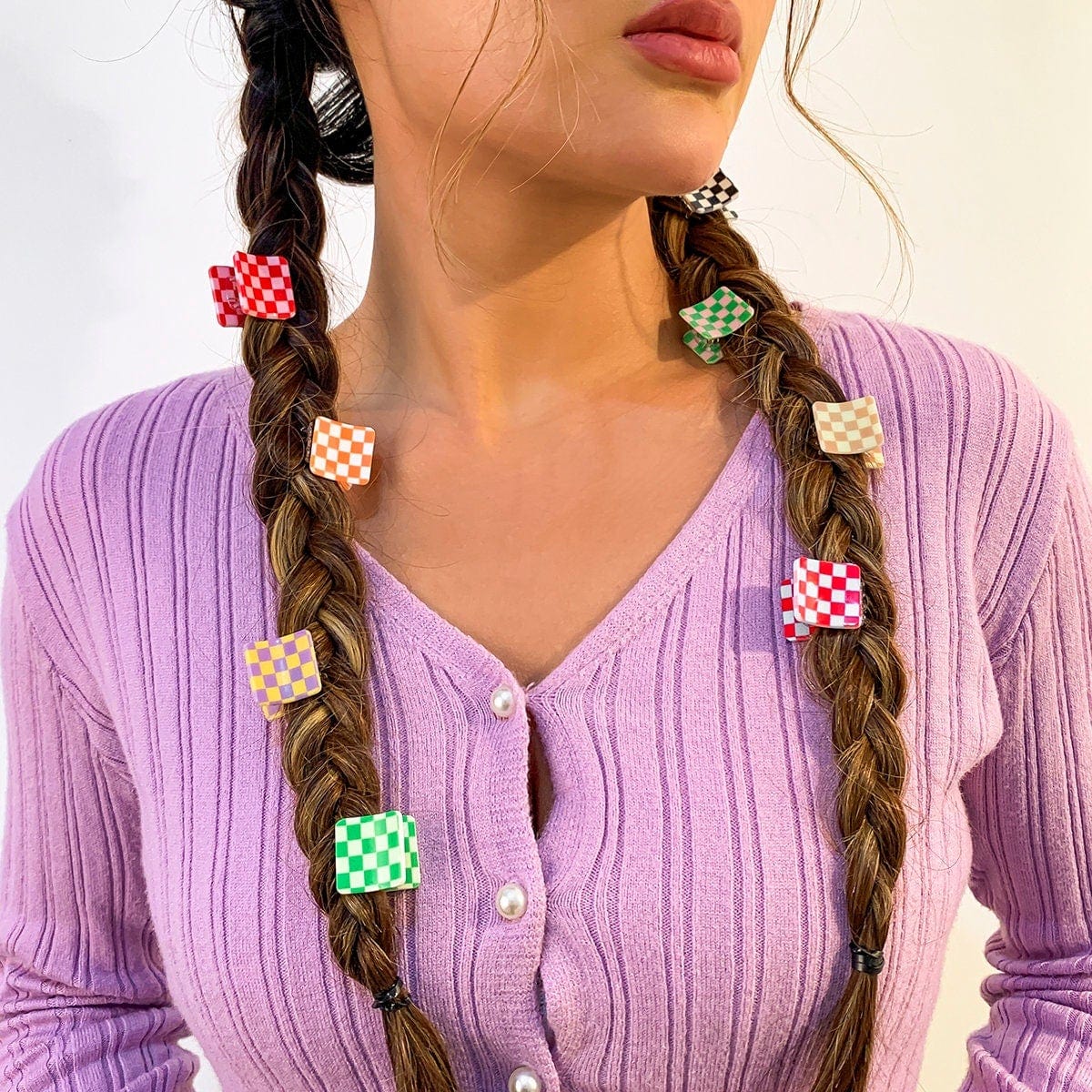 Trendy Colorful Check Checkered Hair Claw Hair Clip - ArtGalleryZen