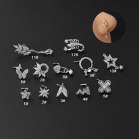 Thumbnail for Trendy CZ Inlaid Surgical Steel Nose Piercing Nose Stud - ArtGalleryZen