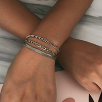 Thumbnail for Trendy Layered Gold Silver Tone Curb Link Chain Bracelet - ArtGalleryZen