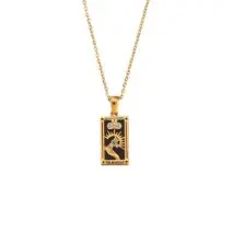 18K Gold Plated Stainless Steel Tarot Card Necklace - ArtGalleryZen