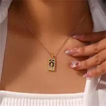 18K Gold Plated Stainless Steel Tarot Card Necklace - ArtGalleryZen