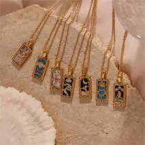 18K Gold Plated Stainless Steel Tarot Card Necklace - ArtGalleryZen