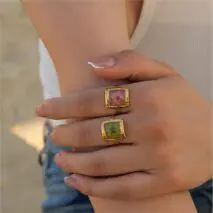18K Gold Real Dried Flower Ring - ArtGalleryZen
