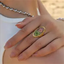 18K Gold Real Dried Flower Ring - ArtGalleryZen