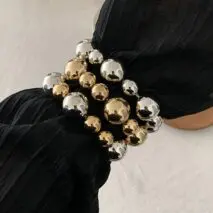 3 Pcs Chunky Gold Silver Plated Ball Chain Stackable Bracelet Set - ArtGalleryZen