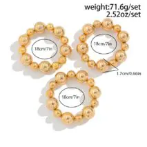 3 Pcs Chunky Gold Silver Plated Ball Chain Stackable Bracelet Set - ArtGalleryZen