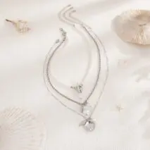 3 Pcs Toggle Clasp Irregular Pearl Shell Pendant Rope Chain Necklace Set - ArtGalleryZen