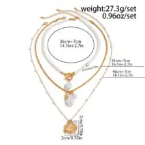 3 Pcs Toggle Clasp Irregular Pearl Shell Pendant Rope Chain Necklace Set - ArtGalleryZen