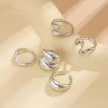 5 Pcs Abstract Irregular Waterdrop Ring Set - ArtGalleryZen