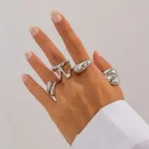 5 Pcs Abstract Irregular Waterdrop Ring Set - ArtGalleryZen