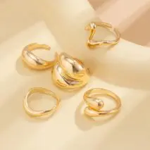 5 Pcs Abstract Irregular Waterdrop Ring Set - ArtGalleryZen