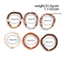 6 Pcs Thanksgiving Themed Polymer Clay Letter Beaded Stackable Bracelet Set - ArtGalleryZen