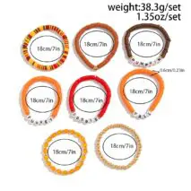 8 Pcs Thanksgiving Theme Crystal Letter Polymer Clay Beaded Stackable Bracelet Set - ArtGalleryZen