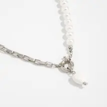 Elegant Heart Ceramics Pendant Pearl Chain Necklace - Image 8